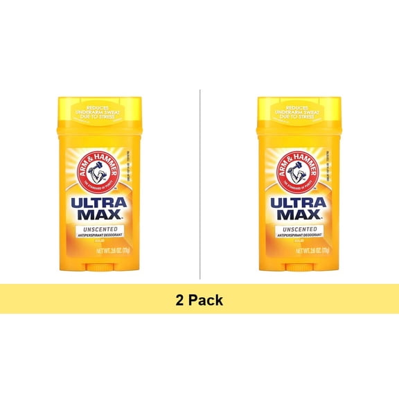 Arm & Hammer Ultra Max Solid Antiperspirant Deodorant, Wide Stick, Unscented, 2.6 oz - 2 Pack
