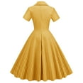 thumbnail image 3 of IBTOM CASTLE Women's Vintage Dress Plaid Floral Cocktail Party Swing Dresses 1950s Retro Gown Wedding Formal A-line Midi Dresses XL Yellow Striped, 3 of 4