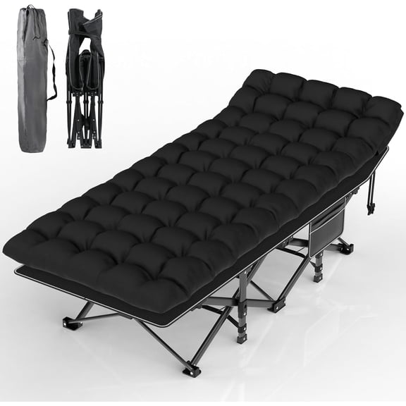 Camping Cot, Folding Camp Bed for Adults with Soft Thicker Cushion