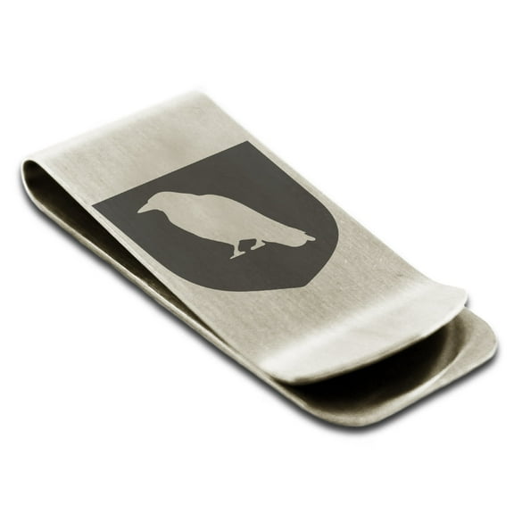 Tioneer Stainless Steel Raven Bringer of Death Coat of Arms Shield Engraved Money Clip Holder