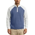 thumbnail image 5 of YOIAVAIOY Men's Quarter Zip Sweatshirts Waffle Knit Loose Fit Color Block Pullovers Stand Collar Sporty Casual Tops Blue XL, 5 of 5