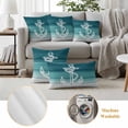 thumbnail image 5 of Nautical Anchor Teal Green Outdoor Pillow Covers 16x16 Set of 2,Waterproof Patio Throw Pillowcase Protectors,Coastal Ocean Ombre Striped Decorative Pillow Shams Cushion Covers for Seat Bed Couch Sofa, 5 of 8