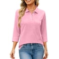thumbnail image 5 of HAJWOH Pink Polo Shirts for Womens Work Short Sleeve T-Shirt Casual Button Down Uniform Top 2026 New Collared Tops Lightweight Blouse Pink 3XL, 5 of 5