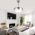 thumbnail image 3 of Cusp Barn 36" Chrome Modern Retractable Ceiling Fan with Dimmable LED Lights and Remote Control, 6 Speeds DC Motor Fandelier Ceiling Fan, 3 of 12