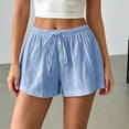 thumbnail image 5 of Hurxie Women's Wide Leg Shorts Drawstring Elastic Waist Vacation Casual Shorts Light Blue,M, 5 of 6