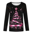 thumbnail image 4 of asdoklhq Women Sweatshirt Women's Casual Christmas Print Round Neck Long Sleeve T-Shirt Loose Top Multicolor 2X, 4 of 5