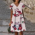 thumbnail image 3 of Vestido con escote en V, XS-5XL, manga corta, para mujer, hasta la rodilla, vestido de fiesta de verano para mujer, minivestidos sexys con estampado de Mickey Mouse de Disney, 3 of 5