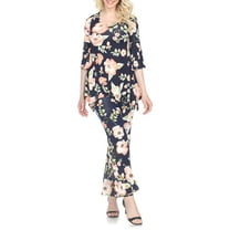 White Mark Women's Floral Bell Sleeve Tunic and Palazzo Pant Set