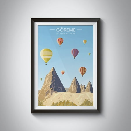 Goreme National Park Poster, Turkey Travel Print, Hot Air Balloons, Cappadocia, Fairy Chimneys, National Park Art, Göreme, Turkish Wall Art Wall Art, Modern Wall Decor, 12x18 UNFRAMED
