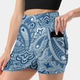 thumbnail image 2 of Blue Paisley Pattern Canvas Texture Women's skirt Aesthetic skirts New Fashion Short Skirts Blue Paisley Pattern Seamless, 2 of 6