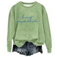 thumbnail image 4 of UJNDER Women's Crewneck Sweatshirt Mom Embroidered Letter Print Pullover Long Sleeve Funny Light Green XL, 4 of 4