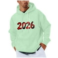 thumbnail image 2 of NTACZA Green Mens Hoodies Graphic New Years Pullover Sweatshirts Holiday Drawstring Hooded Sweatshirt for Men 3X, 2 of 5