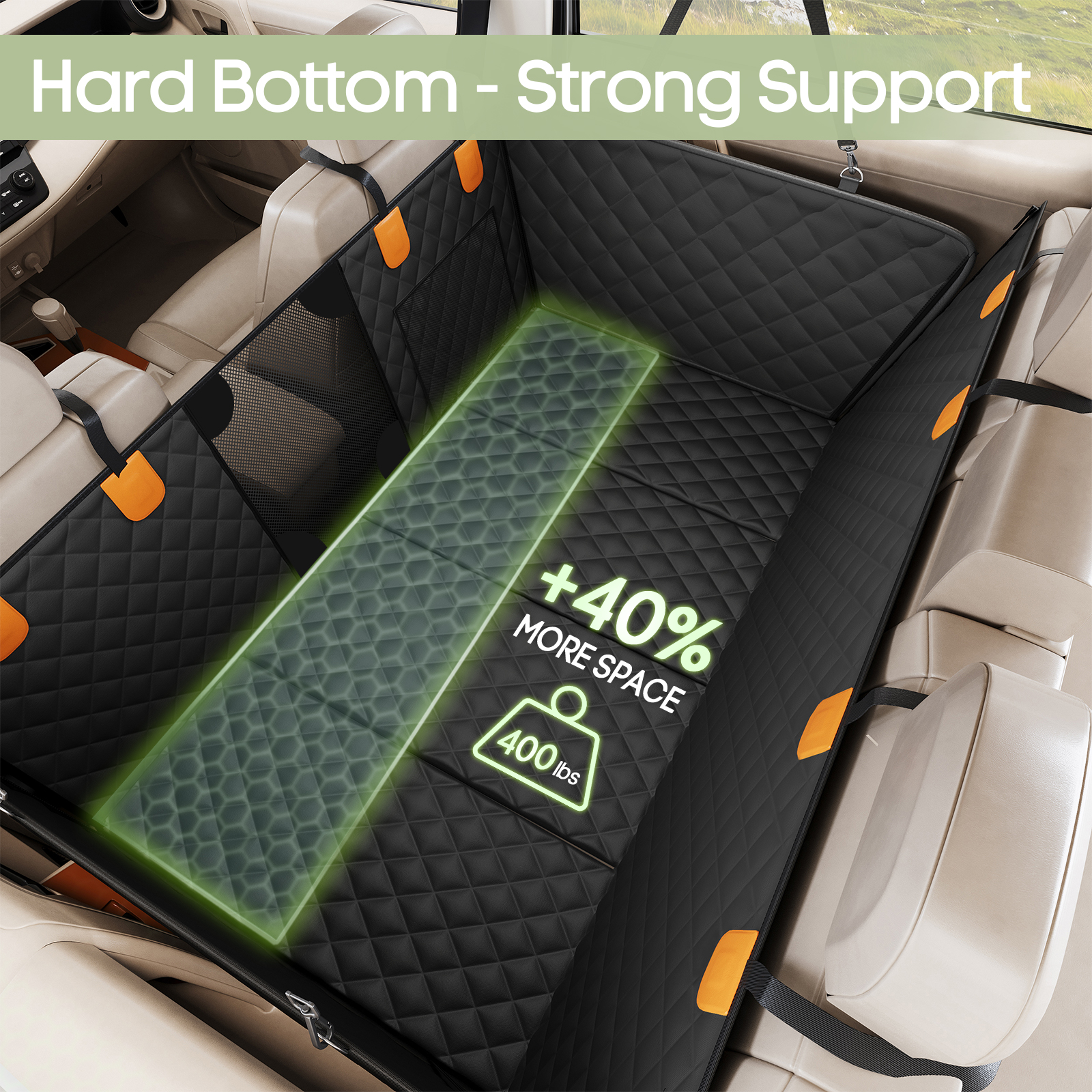Smatto Back Seat Extender, Hard Bottom, 410 lb Capacity, Black photo 2