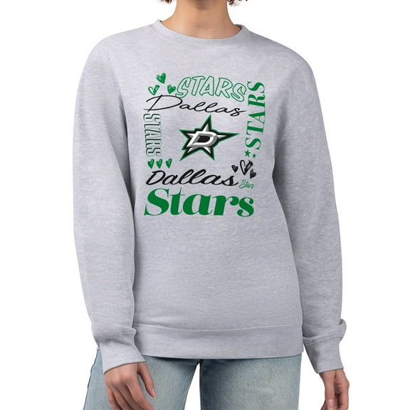 Women's G-III 4Her by Carl Banks Heather Gray Dallas Stars Collage Graphic Fleece Long Sleeve Pullover Sweatshirt