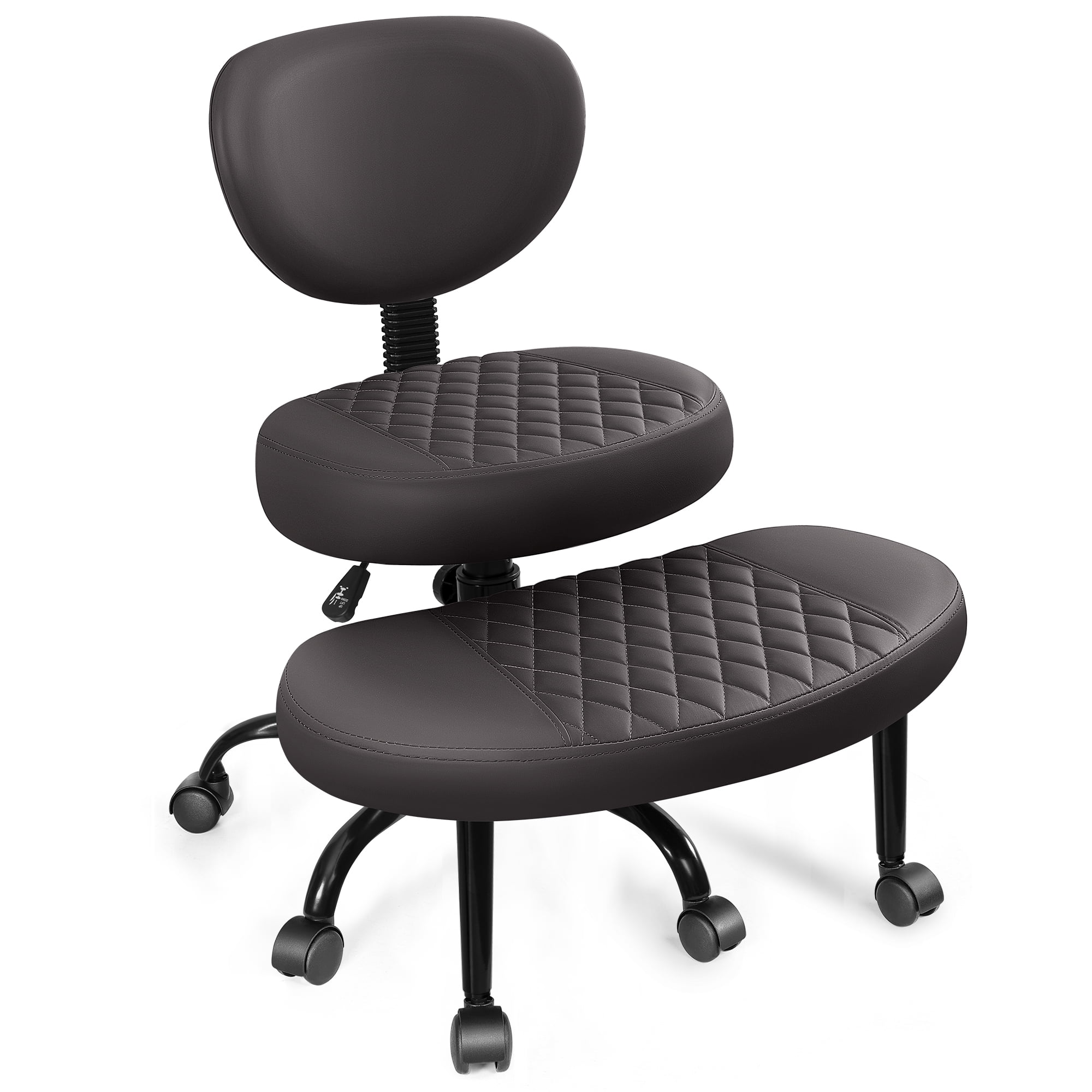 COOLHUT Cross Leg Office Chair, Adult ADHD Office Chair, Height Adjustable Yoga Office Chair, Meditation Chair with Lumbar Support, Home Office Kneeling Chair, Brown