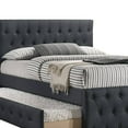 thumbnail image 4 of Nek Full Size Upholstered Bed with Twin Trundle, Tufted Charcoal Burlap, 4 of 5
