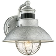 John Timberland Oberlin Rustic Industrial Farmhouse Outdoor Barn Light Fixture Galvanized Dusk to Dawn Motion Sensor 9 Clear Seedy Glass for Exterior