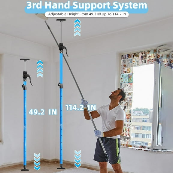 2PK Heavy Duty Adjustable Support Pole 49-114 Inch, Aluminum Cabinet Jack for Upper Cabinets & Cargo Bars