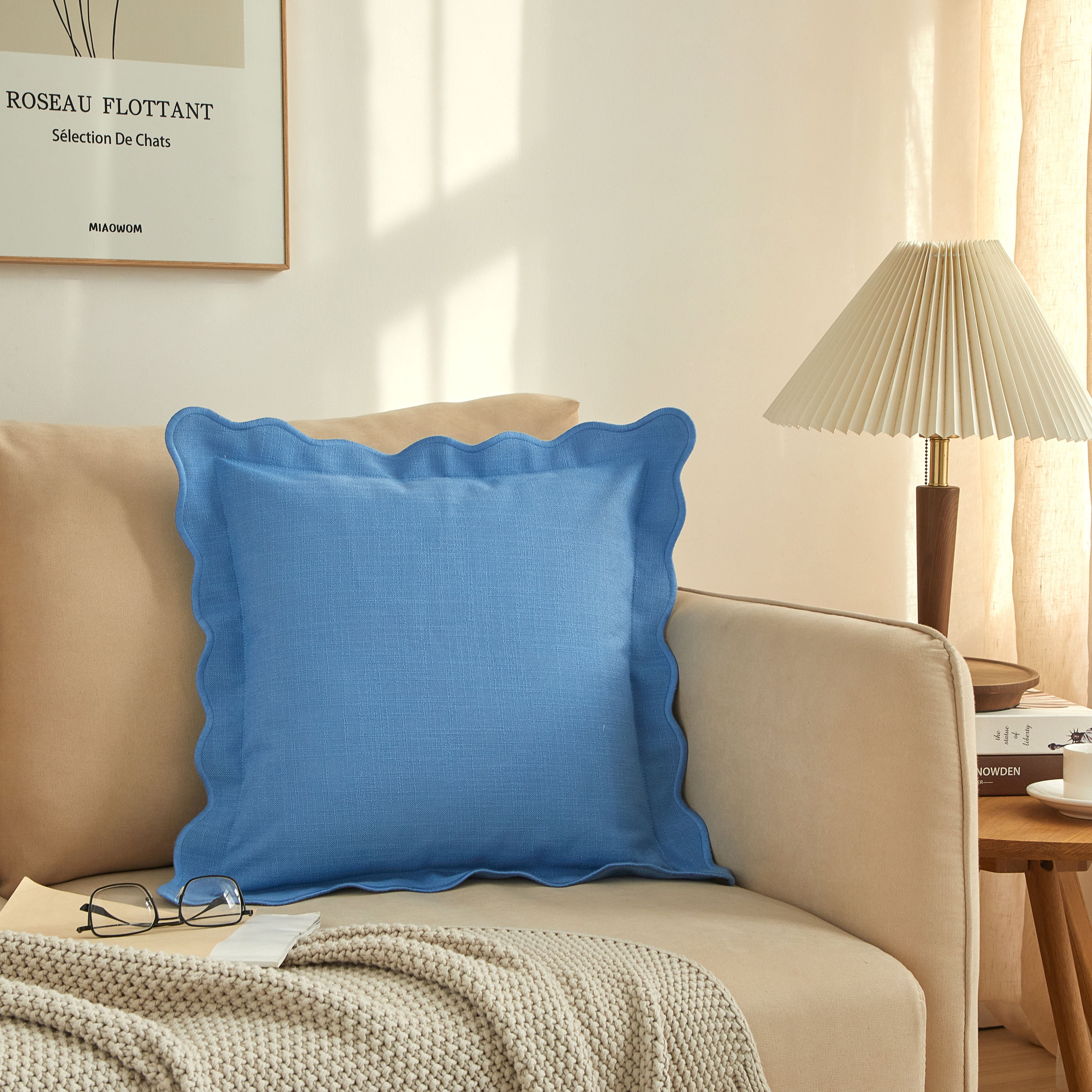 Mainstays by Becky G. & Alejandra Scallop Decorative Pillow, Blue Eyes, 18 in x 18 in