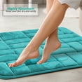 thumbnail image 3 of Clara Clark Bathroom Rugs, Velvet Memory Foam Bath Mat, Ultra Soft Non Slip and Absorbent - Tiled - Set Small, Large & Contour - Teal, 3 of 6