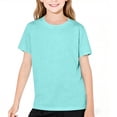 thumbnail image 2 of SROBPTY Teen Girls Summer Short Sleeve Tops Solid Fashion Lightweight Crew Neck Tee Shirts for Daily Use 2-18 Years, 2 of 5