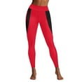 thumbnail image 6 of Fiaer Women's Fitness High Waist Yoga Pants Printed Stretch Legging Stretch Color Blocking Slim Fit Tummy Control Lifting Trousers Red XL, 6 of 6