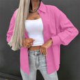 thumbnail image 2 of Lilgiuy Women Casual Solid Long Sleeve Turn-down Collar Cardigan Buttons Blouse Tops(Pink,8) Winter Clothes for 2022, 2 of 5