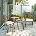 thumbnail image 1 of Costway 3PCS Patio Rattan Bistro Set Coffee Table Armchair Garden Beige Cushion, 1 of 10