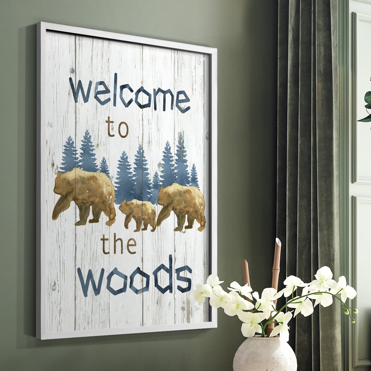 Welcome to the Woods Framed Print in White Solid Wood 8 x 10 Framed Print
