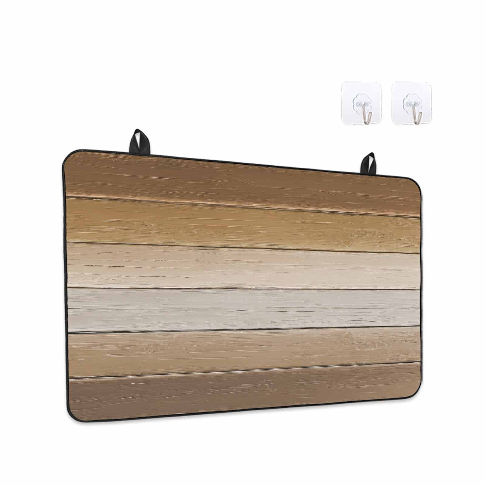 Brown Beige Stove Top Cover for Electric Stove, Heat-proof & Non Slip Glass Top Stove Cover Protector, Farmhouse Vintage Gradient Wooden Grain Kitchen Flat Cooktop Rubber Mat 36x21 Inches