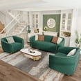 thumbnail image 7 of Luxury Retro Velvet Sofa Couch for Living Room, 40" Comfy Upholstered Armchair with Gold Metal Legs and Pillow, Curved Sectional Sofa Chair for Bedroom Office Apartment Green, 7 of 7