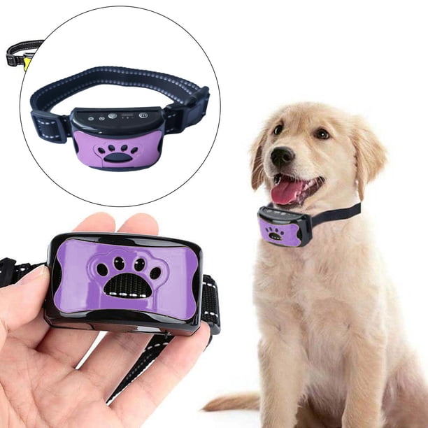 Collar antiladridos para perros sin ladridos, sensibilidad , recargable, eléctrico, ultrasónico, antiladridos, para la mayoría perros, Violeta Colco Collar de entrenamiento de ladridos