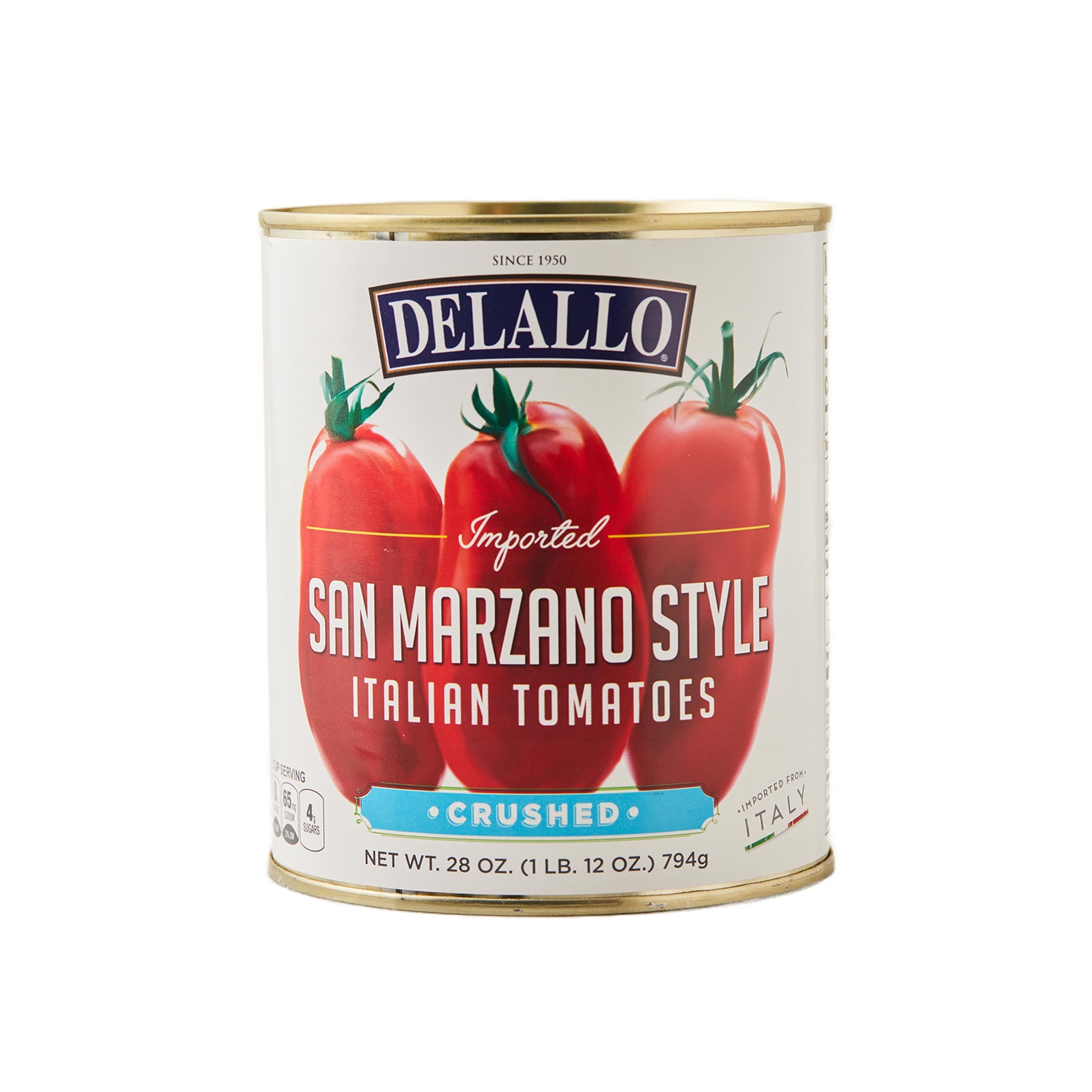 DeLallo San Marzano Style Crushed Tomatoes, Non-GMO, Product of Italy, 28 oz Can, (6 Pack)