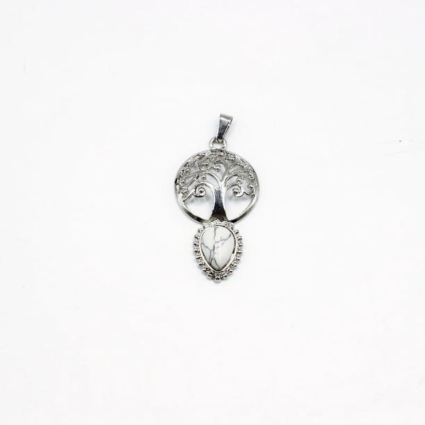 Zhuge Colgante de collar, hecho a mano para collares de hombres y mujeres, colgante en forma de gota de árbol de la vida (blanco)