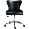 thumbnail image 4 of Meridian Furniture Chaise de Bureau Pivotante Réglable en Cuir Végétalien Noir, 4 of 8