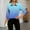 Blue, variant on Blouse for Women Gradient Print Collared 3/4 Sleeve Spring Summer Office Wear