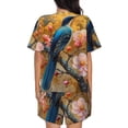 thumbnail image 6 of Fuzoiu Bluebird Blossom Elegance Print Women's Short-Sleeved Pajama Set,Lounge Sleepwear Set,Womens Pajama Sets 2 Piece,Button-Up Top and Shorts with Pockets-Large, 6 of 7