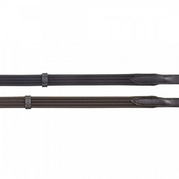 Camelot® Web Reins w-Leather Stops (Brown, 3/4 Rubber x 5/8 Leather x 54L)