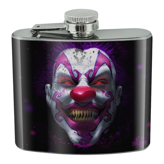 Creepy Scary Clown Keep It Smiling Stainless Steel 5oz Hip Drink Kidney Flask