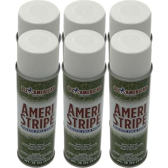White Athletic Field Marking Spray Paint - SIX-Pack (6 Cans) 18 oz of Paint per Can - Water Based Outdoor Grass Paint