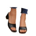 thumbnail image 3 of BRICH Women's Square Open Toe Heels Sandals Low Block Chunky Heeled Sandal Slip on Mules Comfortable Casual Dress Pumps Shoes Black 9, 3 of 8