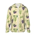 thumbnail image 1 of KLL Veste à Capuche Extérieure Protection Solaire UPF 50+ pour Hommes et Femmes Imprimé Raisins Verts et Violets Manches Longues Pêche Randonnée Performance-Medium, 1 of 7