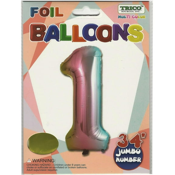 Rainbow Number 1 Balloon 34"