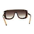 thumbnail image 4 of Womens Semi Rimless Flat Top Thick Plastic Shield Sunglasses Tortoise Gold Brown, 4 of 4