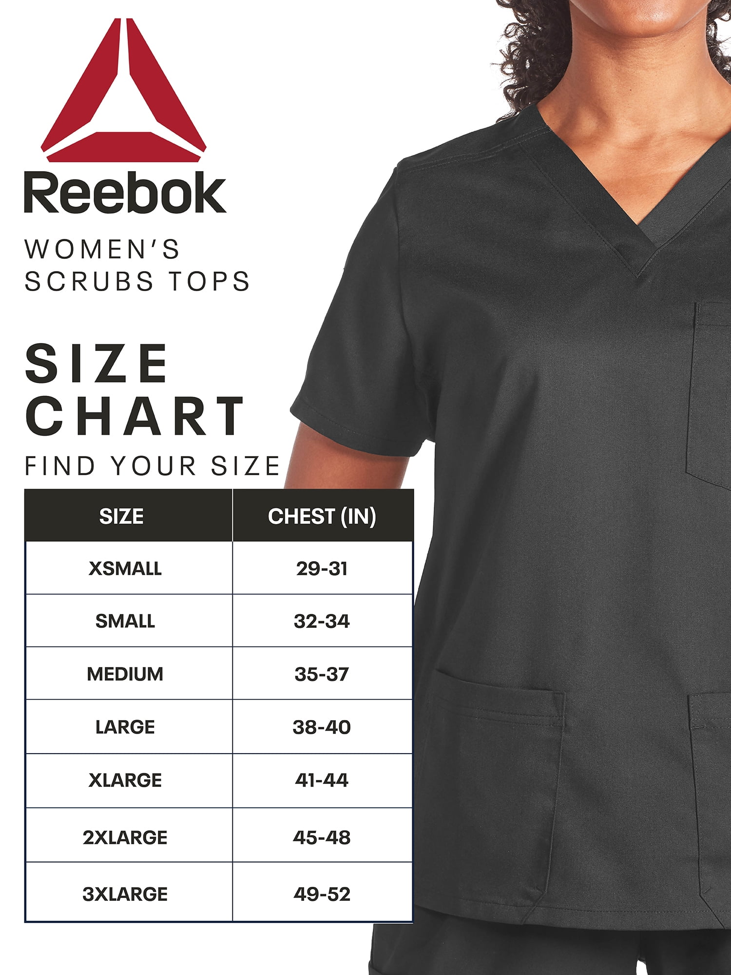 Reebok Women's Scrubs Short Sleeve Scrub Top, 1 Pack, Sizes S - 3XL