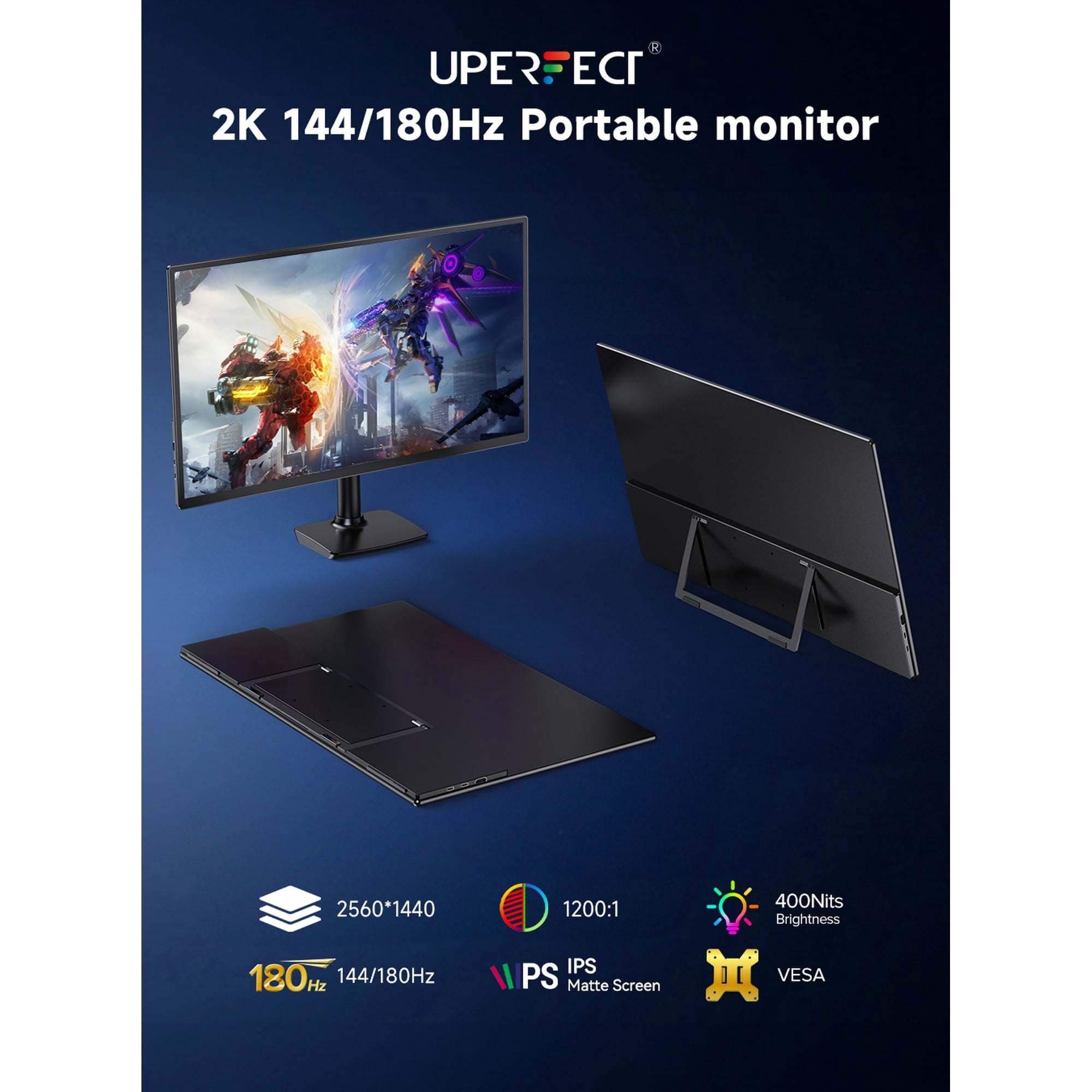 2K 180Hz Portable Gaming Monitor, UPERFECT 23.8