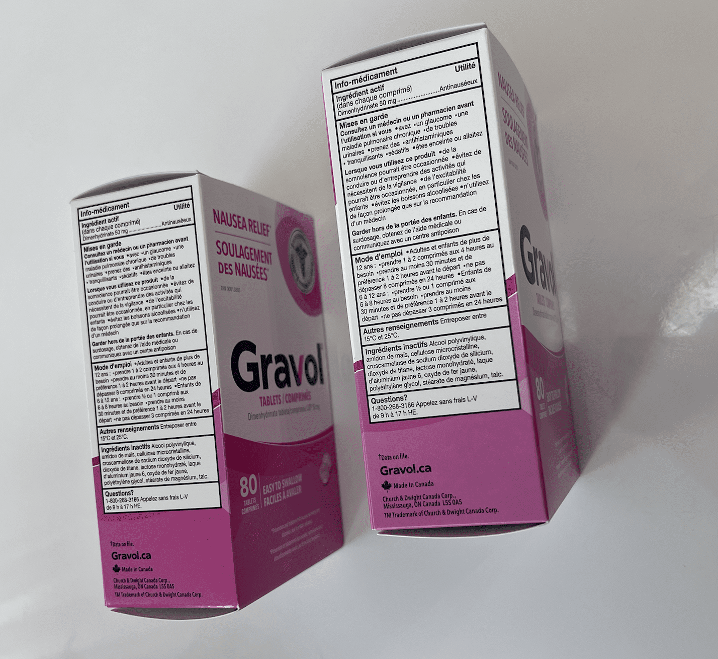 Gravol Easy to Swallow 80 Tablets (2 Packs) - Fast Relief for Nausea and Motion Sickness - Non-Drowsy Formula - Trusted Brand for Travelers