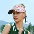 thumbnail image 6 of Gaeub Breast Cancer Pink Ribbons Awareness (2) Sun Visor Hats with Empty Top and Adjustable, UV Protection for Golf Tennis Cycling Running, 6 of 8