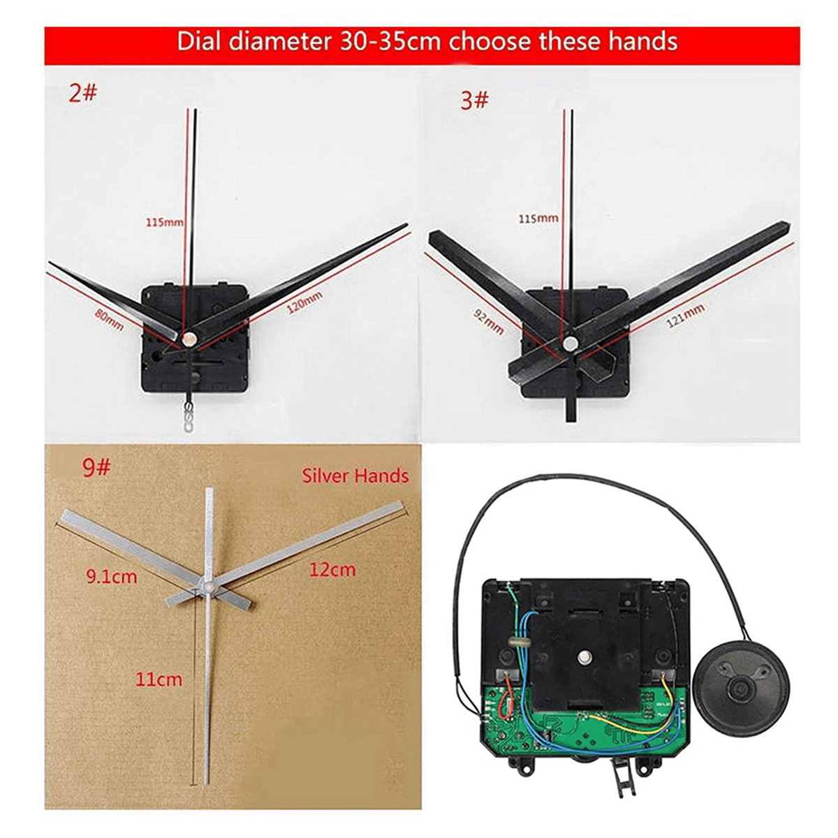 2X Clock Movement Music Box Silent Sweep Quartz Mechanism Wall Clock Replacement Part