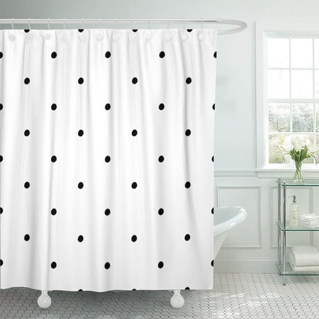 PKNMT Small Abstract Polka Dot Pattern Cute Black and White Shower Curtain 60x72 inches